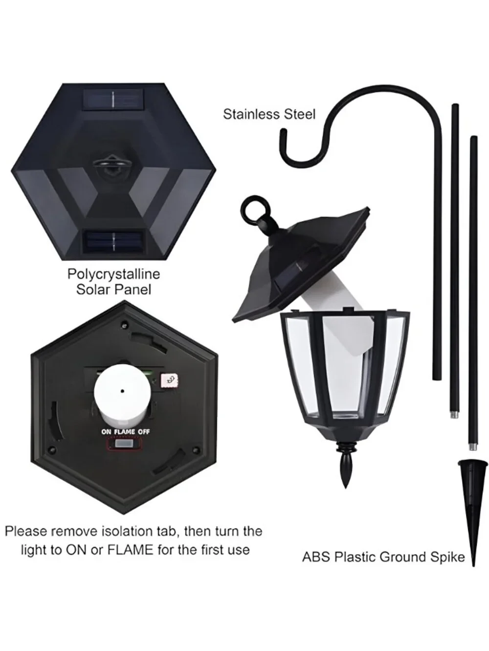 6 Pack Solar Halloween Flame Hanging Lights Outdoor, Flickering Flame LED